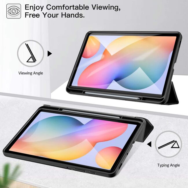 Husa pentru  Samsung Galaxy Tab A9 Plus Soft Shell cu functie wake-up/sleep si compartiment pentru stylus, tip stand - Negru
