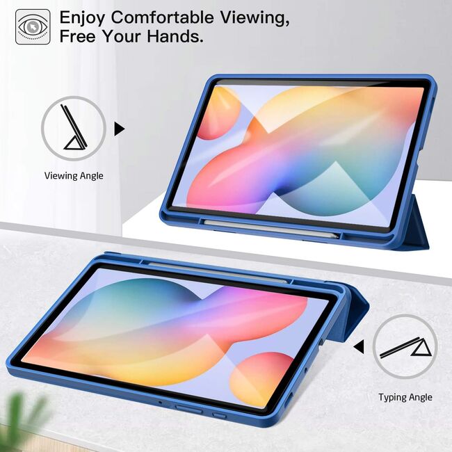 Husa pentru  Samsung Galaxy Tab A9 Plus Soft Shell cu functie wake-up/sleep si compartiment pentru stylus, tip stand - Albastru