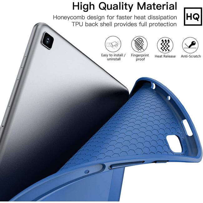 Husa pentru  Samsung Galaxy Tab A9 Plus Soft Shell cu functie wake-up/sleep si compartiment pentru stylus, tip stand - Albastru