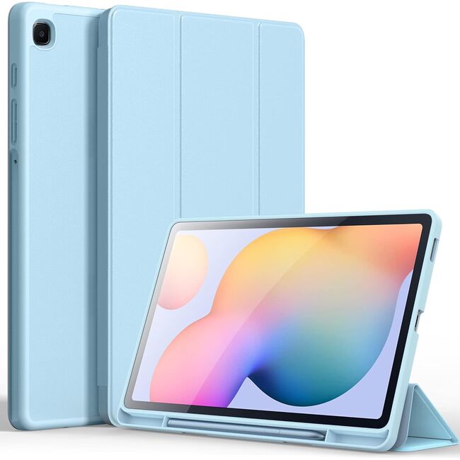 Husa pentru Samsung Galaxy Tab S6 Lite 10.4 inch 2024 / 2022 / 2020 Soft Shell cu functie wake-up/sleep si compartiment pentru S-Pen, tip stand, sky blue