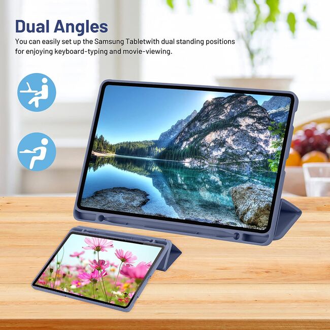 Husa pentru Samsung Galaxy Tab S6 Lite 10.4 inch 2024 / 2022 / 2020 Soft Shell cu functie wake-up/sleep si compartiment pentru S-Pen, tip stand, emollient purple