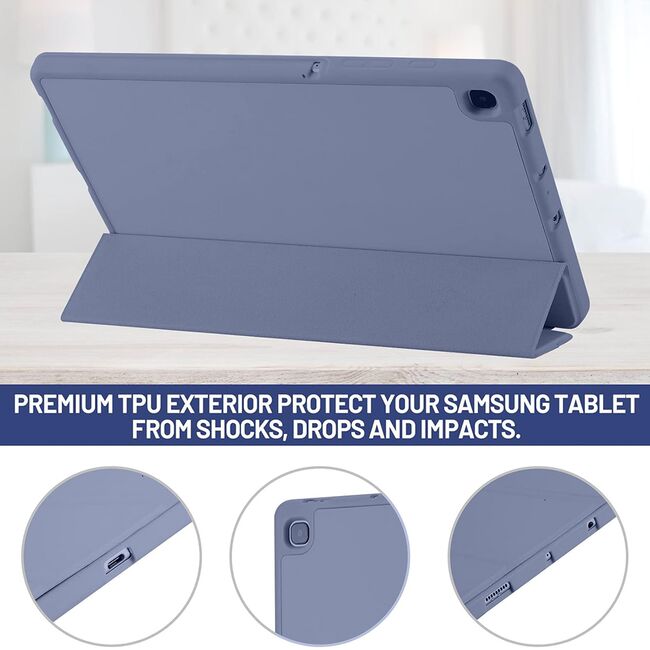 Husa pentru Samsung Galaxy Tab S6 Lite 10.4 inch 2024 / 2022 / 2020 Soft Shell cu functie wake-up/sleep si compartiment pentru S-Pen, tip stand, emollient purple