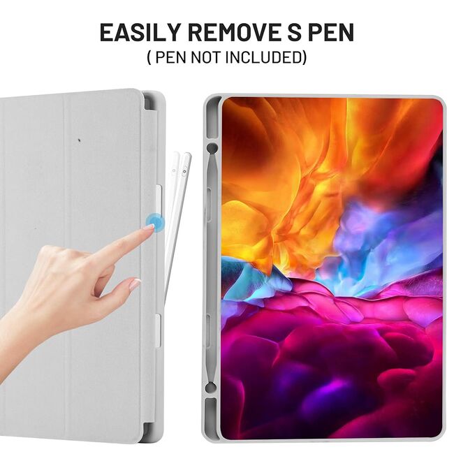 Husa pentru Samsung Galaxy Tab S6 Lite 10.4 inch 2024 / 2022 / 2020 Soft Shell cu functie wake-up/sleep si compartiment pentru S-Pen, tip stand, gri