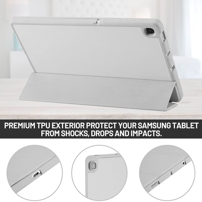 Husa pentru Samsung Galaxy Tab S6 Lite 10.4 inch 2024 / 2022 / 2020 Soft Shell cu functie wake-up/sleep si compartiment pentru S-Pen, tip stand, gri