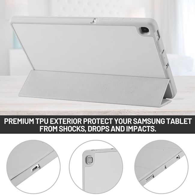 Husa pentru  Samsung Galaxy Tab A9 Plus Soft Shell cu functie wake-up/sleep si compartiment pentru stylus, tip stand - Gri