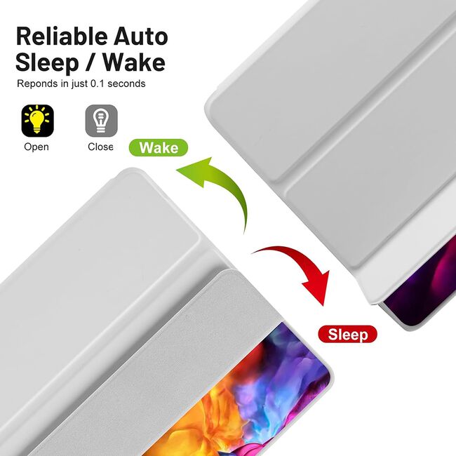 Husa pentru  Samsung Galaxy Tab A9 Plus Soft Shell cu functie wake-up/sleep si compartiment pentru stylus, tip stand - Gri