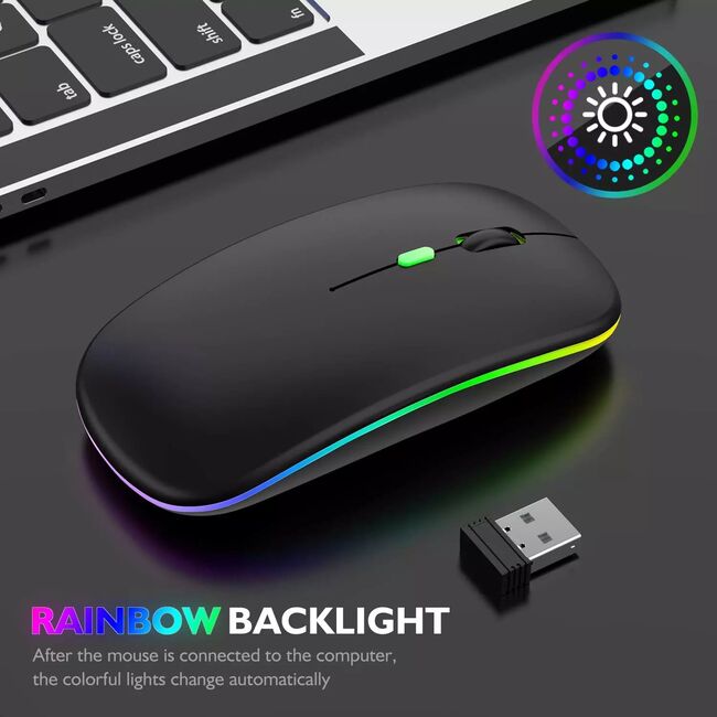 Husa cu tastatura iluminata pentru Samsung Galaxy Tab A9 8.7 inch si mouse wireless RGB iluminat LED, negru