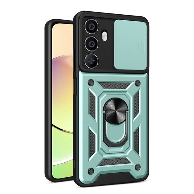 Husa pentru Realme C65 Ring Armor Kickstand Tough Rugged Cover cu protectie camera, verde