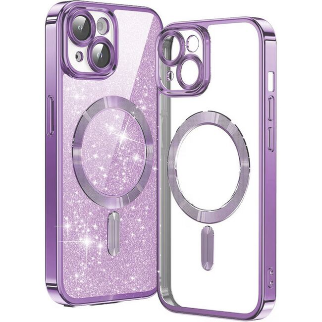 Husa pentru iPhone 13 cu MagSafe Sparkle Glare Detachable Layer, cu protectie lentile - light purple