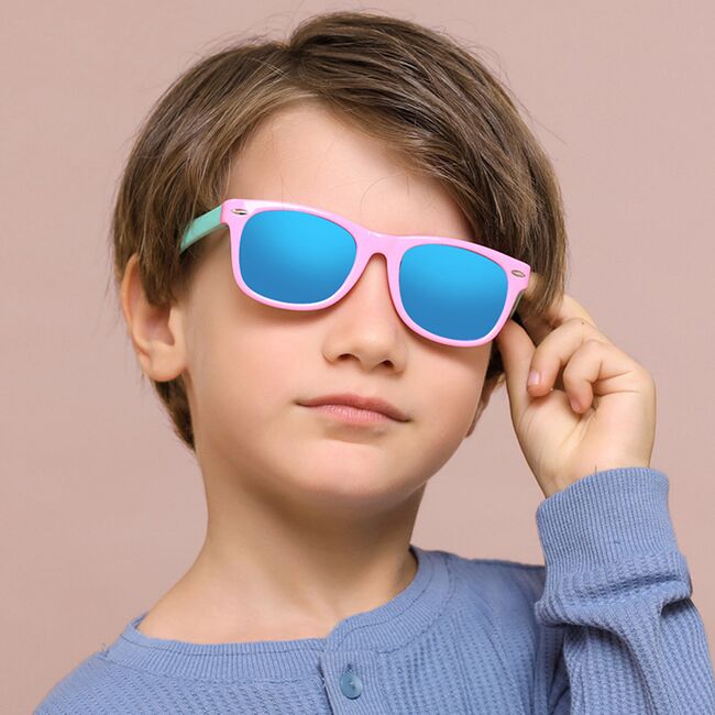 Ochelari de soare pentru copii 3-8 ani Techsuit D802, roz / albastru / galben