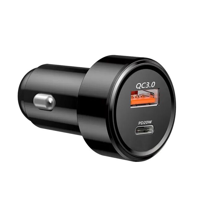 Incarcator auto, 38W Fast charge, 1 x USB Tip C PD 20W, 1 x USB 3.0 QC 3.0, universal, negru