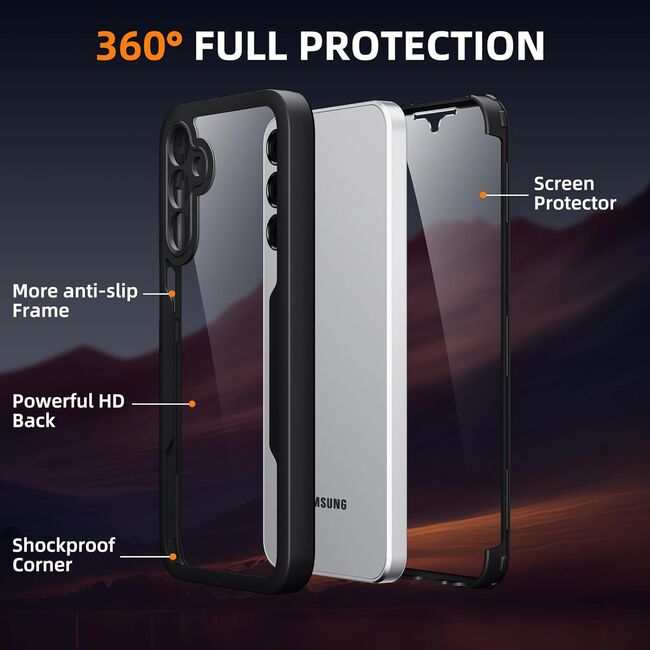 Pachet 360: Husa cu folie integrata pentru Samsung Galaxy A25 Cover360 fata / spate - negru