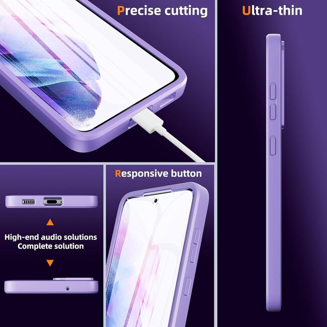 Pachet 360: Husa cu folie integrata pentru Samsung Galaxy S21 FE Cover360 fata / spate - mov