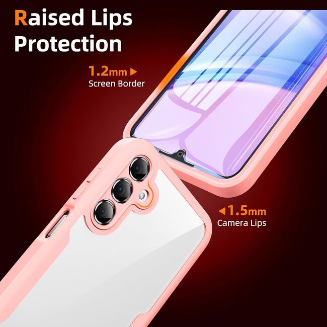 Pachet 360: Husa cu folie integrata pentru  Samsung Galaxy A15 Cover360 fata / spate - roz / transparent