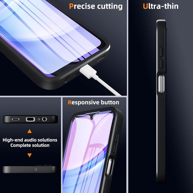 Pachet 360: Husa cu folie integrata pentru Samsung Galaxy A25 Cover360 fata / spate - negru