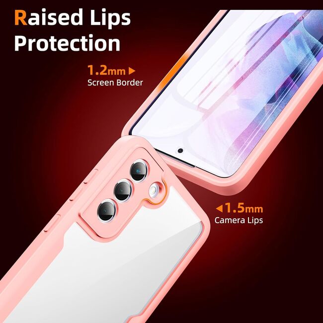 Pachet 360: Husa cu folie integrata pentru Samsung Galaxy S21 FE Cover360 fata / spate - roz