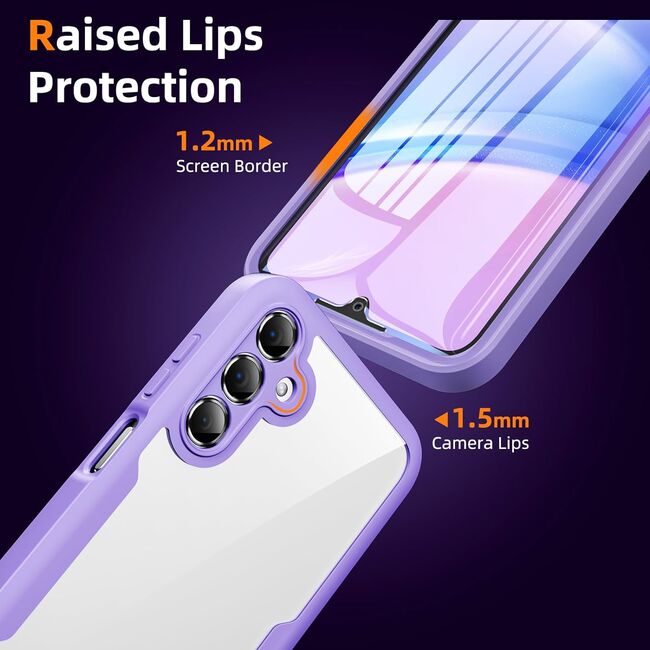 Pachet 360: Husa cu folie integrata pentru  Samsung Galaxy A15 Cover360 fata / spate - mov / transparent
