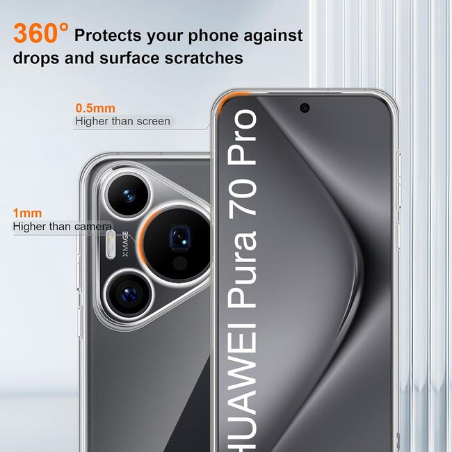 Husa pentru Huawei Pura 70 Pro Slim Anti-Shock 1.5mm, Transparent