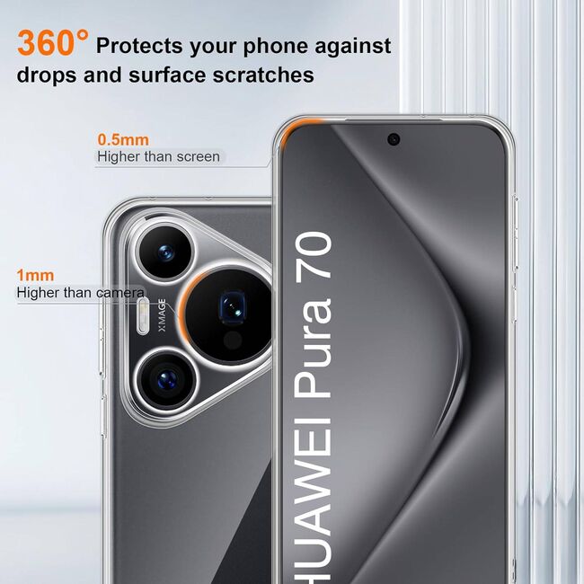 Husa pentru Huawei Pura 70 Anti-Shock 1.5mm, Transparent