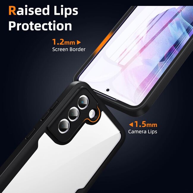 Pachet 360: Husa cu folie integrata pentru Samsung Galaxy S21 FE Cover360 fata / spate - negru