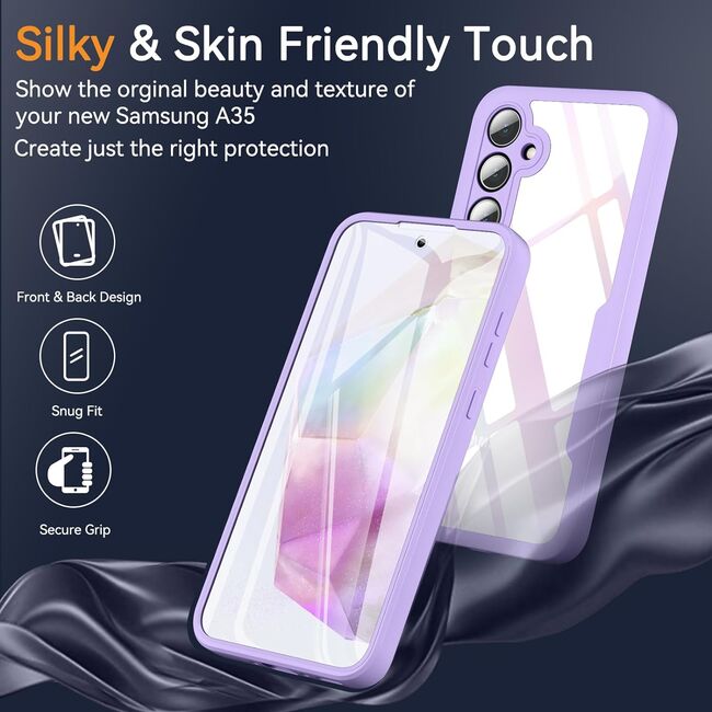 Pachet 360: Husa cu folie integrata pentru  Samsung Galaxy A35 Cover360 fata / spate - mov