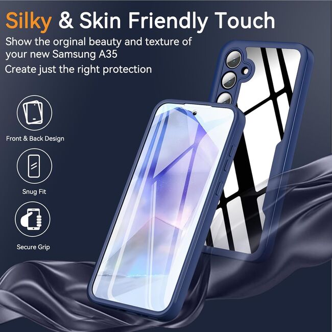 Pachet 360: Husa cu folie integrata pentru  Samsung Galaxy A35 Cover360 fata / spate - roz