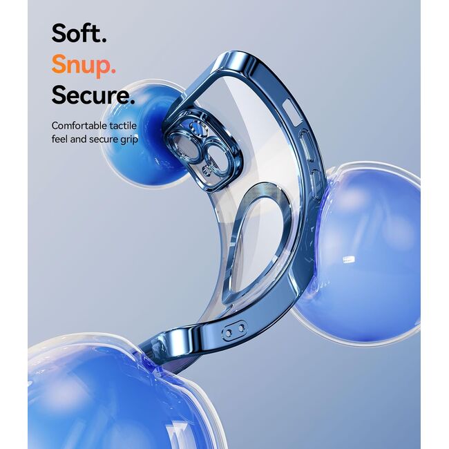 Husa pentru iPhone 13 cu MagSafe Sparkle Glare Detachable Layer, cu protectie lentile - albastru / transparent