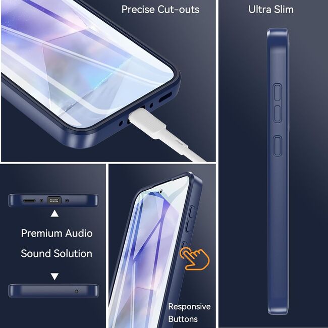 Pachet 360: Husa cu folie integrata pentru  Samsung Galaxy A35 Cover360 fata / spate - roz
