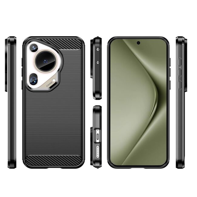 Husa pentru Huawei Pura 70 Ultra Carbon Silicone, negru