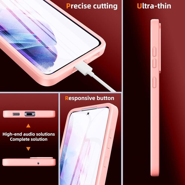 Pachet 360: Husa cu folie integrata pentru Samsung Galaxy S23 FE Cover360 fata / spate - roz
