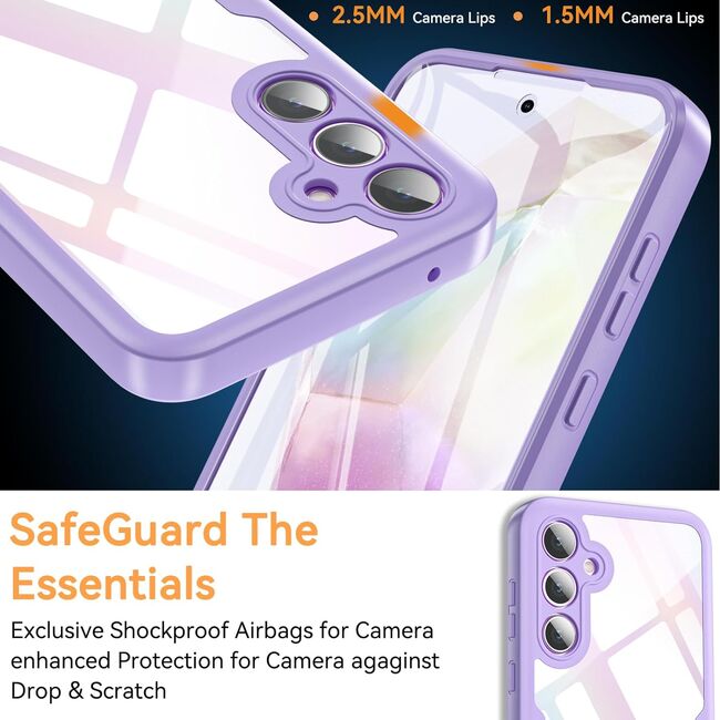 Pachet 360: Husa cu folie integrata pentru  Samsung Galaxy A35 Cover360 fata / spate - mov