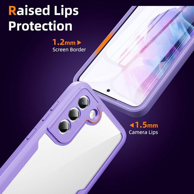 Pachet 360: Husa cu folie integrata pentru Samsung Galaxy S21 FE Cover360 fata / spate - mov