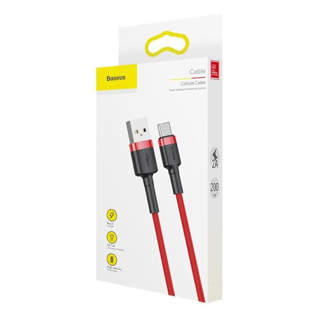 Cablu de date tip C Baseus, QC3.0, 2A, 2m, rosu, CATKLF-C09