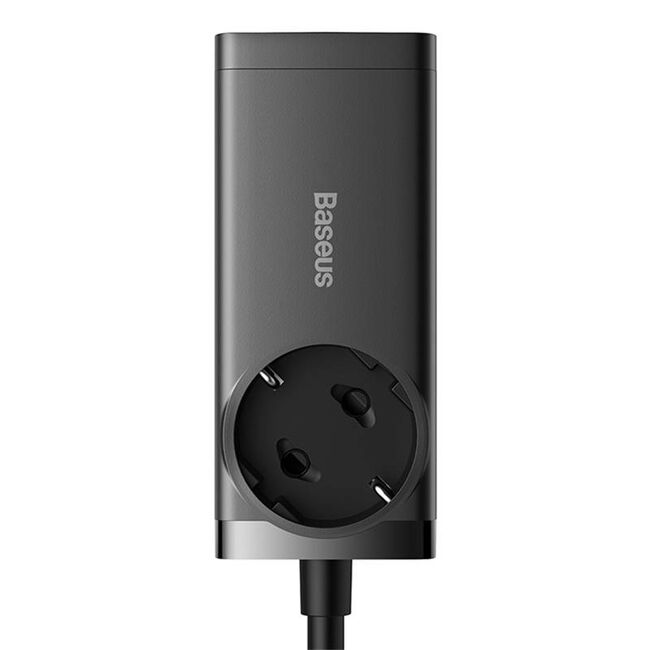 Prelungitor priza Shuko, incarcator GaN3 Pro 65W Baseus, negru