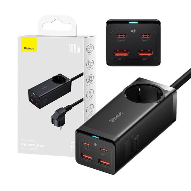 Incarcator/Cablu de alimentare GaN3 Pro 100W Baseus PSZM000401, negru