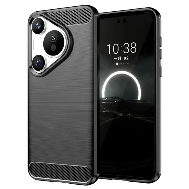 Husa pentru Huawei Pura 70 Carbon Silicone, negru