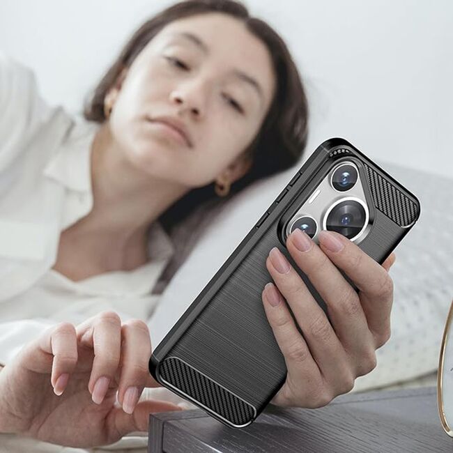 Husa pentru Huawei Pura 70 Carbon Silicone, navy blue