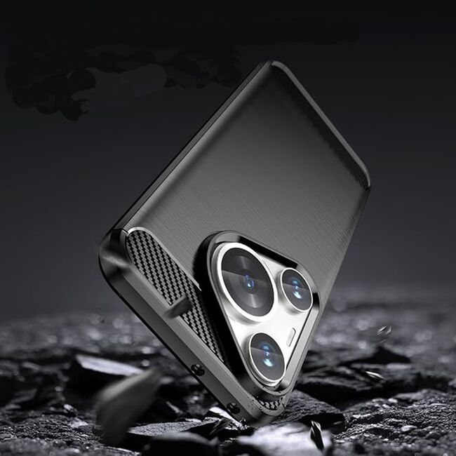 Husa pentru Huawei Pura 70 Pro Carbon Silicone, negru