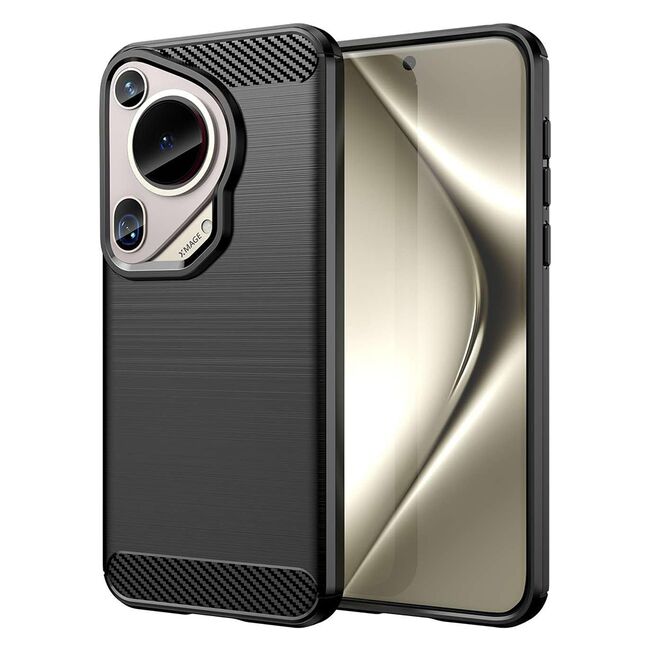 Husa pentru Huawei Pura 70 Ultra Carbon Silicone, negru