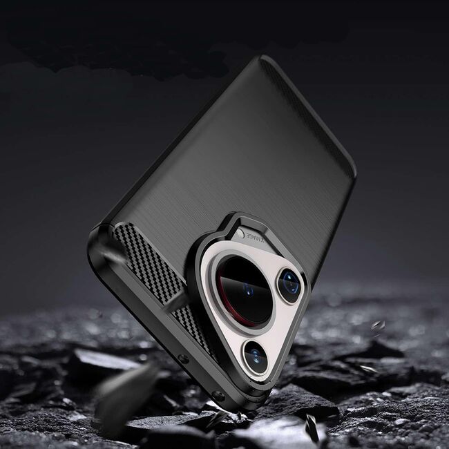 Husa pentru Huawei Pura 70 Ultra Carbon Silicone, negru