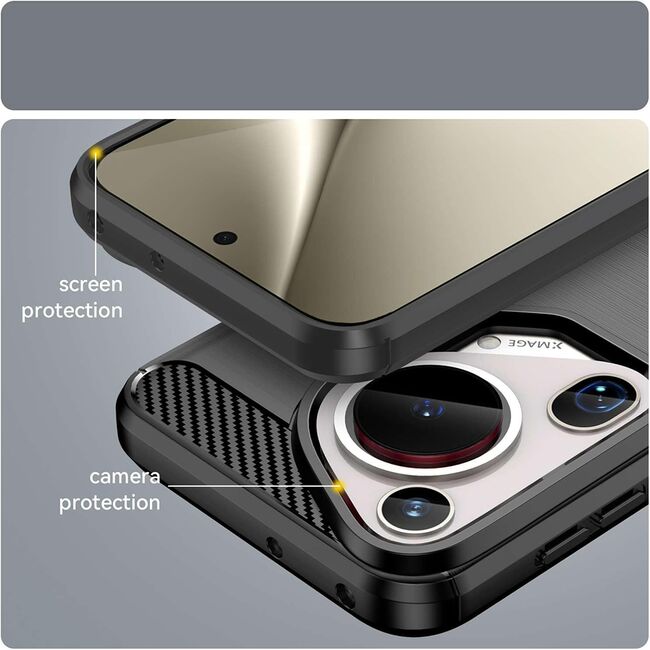 Husa pentru Huawei Pura 70 Ultra Carbon Silicone, negru