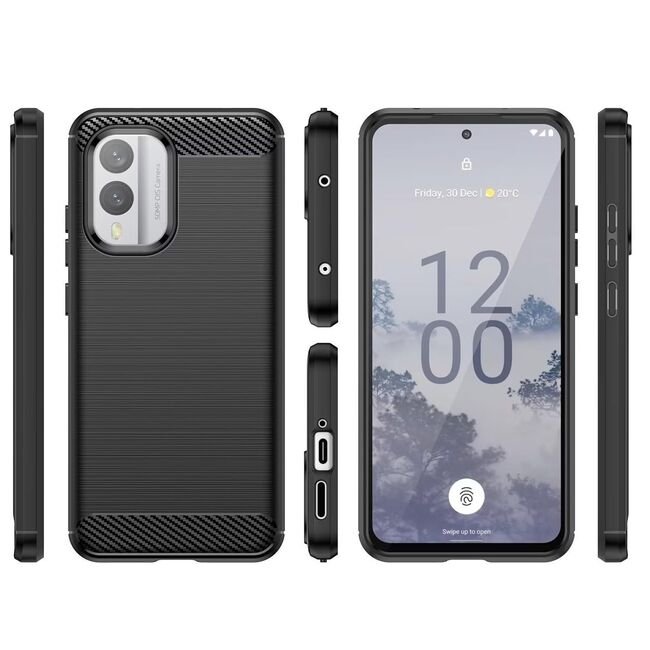 Husa pentru Nokia X30 Liquid Carbon Silicone, negru