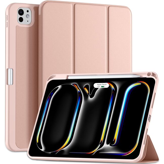 Husa pentru Apple iPad Pro 11" (2024) cu functie wake-up/sleep si compartiment pentru Apple Pen, tip stand, rose gold