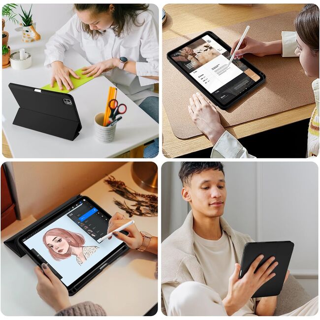 Husa pentru Apple iPad Pro 13" (2024) cu functie wake-up/sleep si compartiment pentru Apple Pen, tip stand, negru