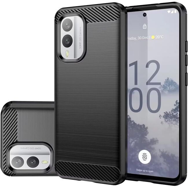 Husa pentru Nokia X30 Liquid Carbon Silicone, negru