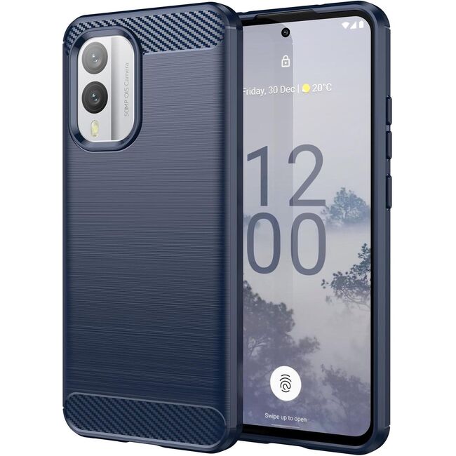 Husa pentru Nokia X30 Liquid Carbon Silicone, navy blue