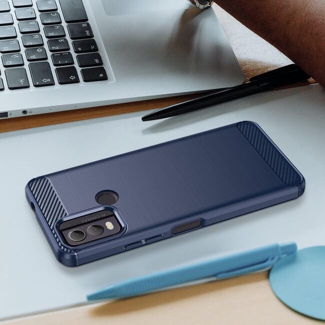 Husa pentru Nokia C22 Liquid Carbon Silicone, navy blue