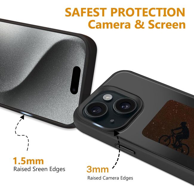 Husa pentru iPhone 15, DIY customizabil cu ecran E-ink, NFC Photo Display, negru