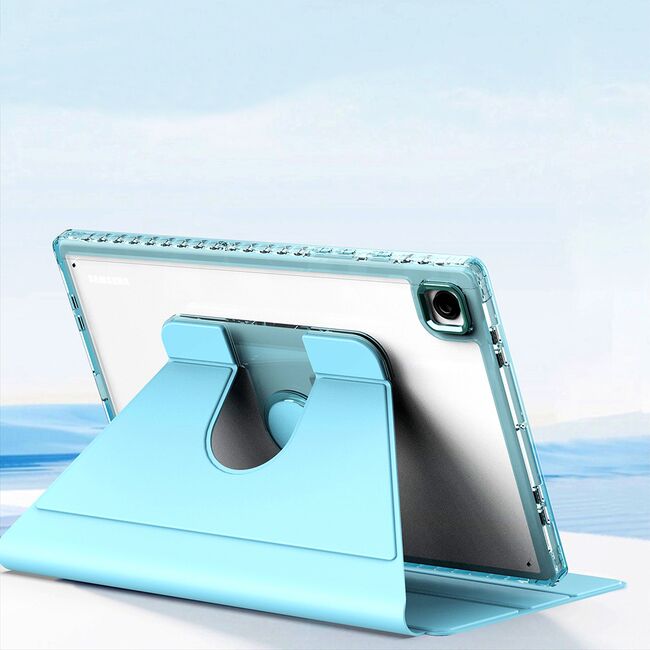 Husa pentru Samsung Galaxy Tab A8 10.5 inch rotativa de tip stand cu functie sleep/wake-up, sky blue
