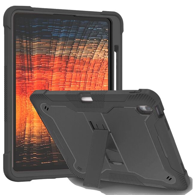 [Pachet 360°] Husa + folie din sticla pentru iPad Air 13 2025 / 2024 M3, M2 Rugged Heavy Duty - negru
